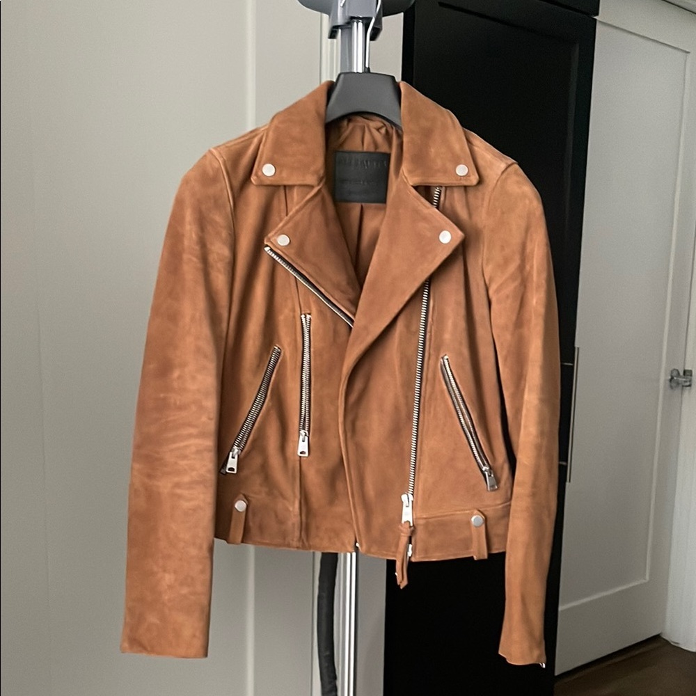 All Saints Brown Suede Biker Jacket